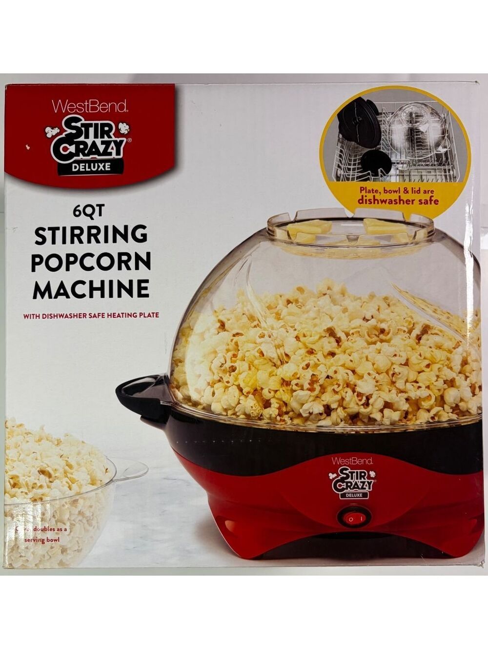 West Bend Stir Crazy Deluxe 6Qt Electric Hot Oil Popcorn Popper 8231 Red New NIB